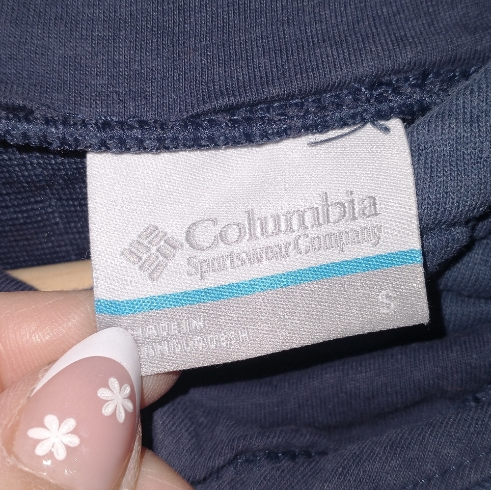 Columbia Deep Blue Quilted Textured Hoodie Sweatshirt Long Sleeve Small - Picture 5 of 6